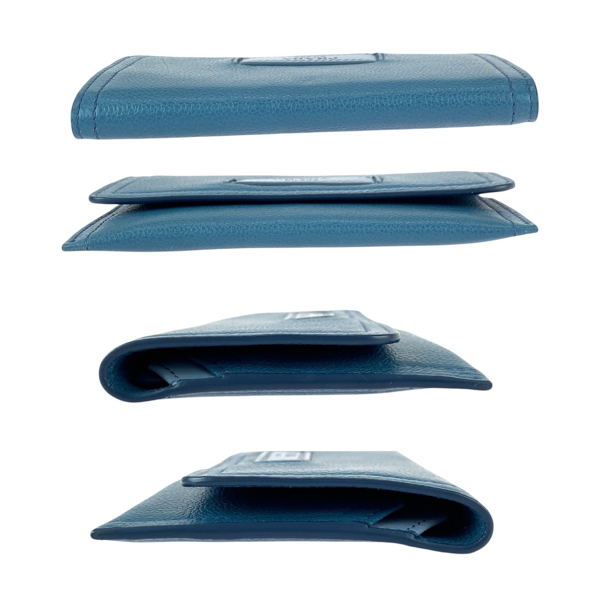 21999
PRADA プラダ ブルー ゴールド金具 レザー カードケース パスケース 名刺入れ メンズ A28