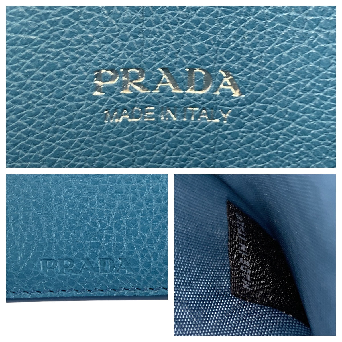 21999
PRADA プラダ ブルー ゴールド金具 レザー カードケース パスケース 名刺入れ メンズ A28