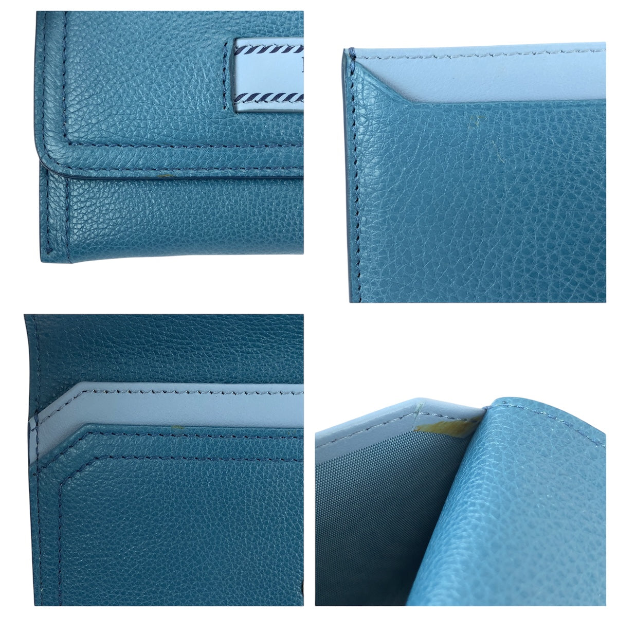 21999
PRADA プラダ ブルー ゴールド金具 レザー カードケース パスケース 名刺入れ メンズ A28