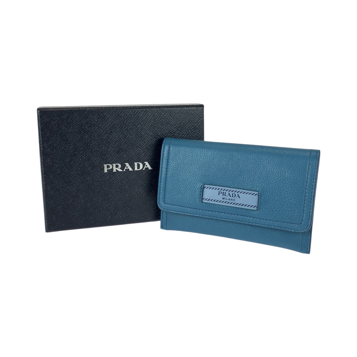 21999
PRADA プラダ ブルー ゴールド金具 レザー カードケース パスケース 名刺入れ メンズ A28