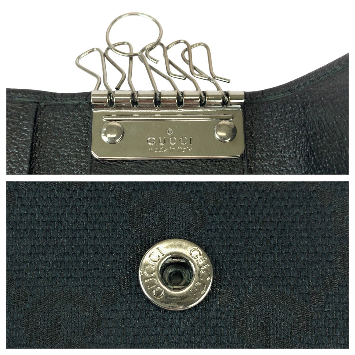 22001
GUCCI グッチ ブラック 黒 シルバー金具 GGキャンバス / レザー 04564 キーケース 6連 男女兼用 レディース SA14