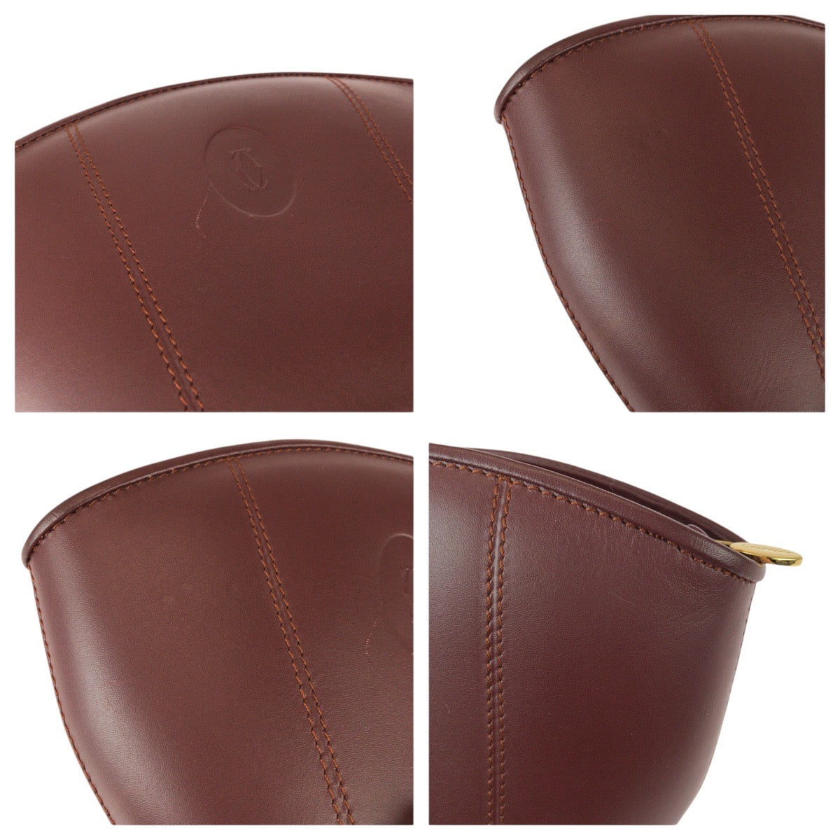 22002
CARTIER カルティエ マストライン ワインレッド ボルドー ゴールド金具 レザー ポーチ 小物入れ レディース A15