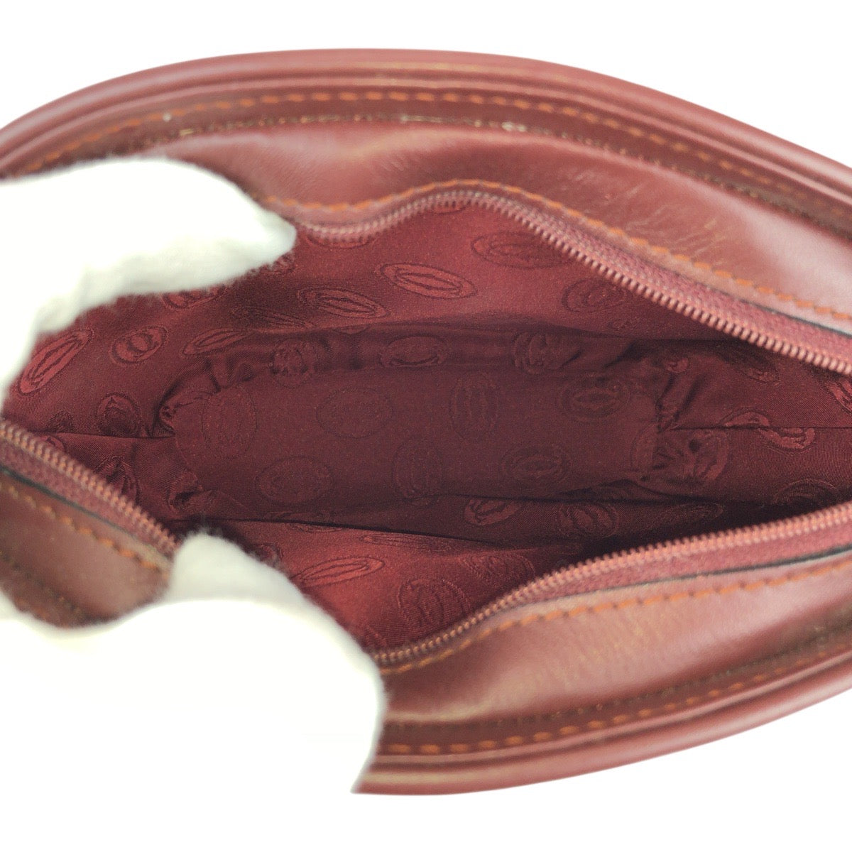22002
CARTIER カルティエ マストライン ワインレッド ボルドー ゴールド金具 レザー ポーチ 小物入れ レディース A15