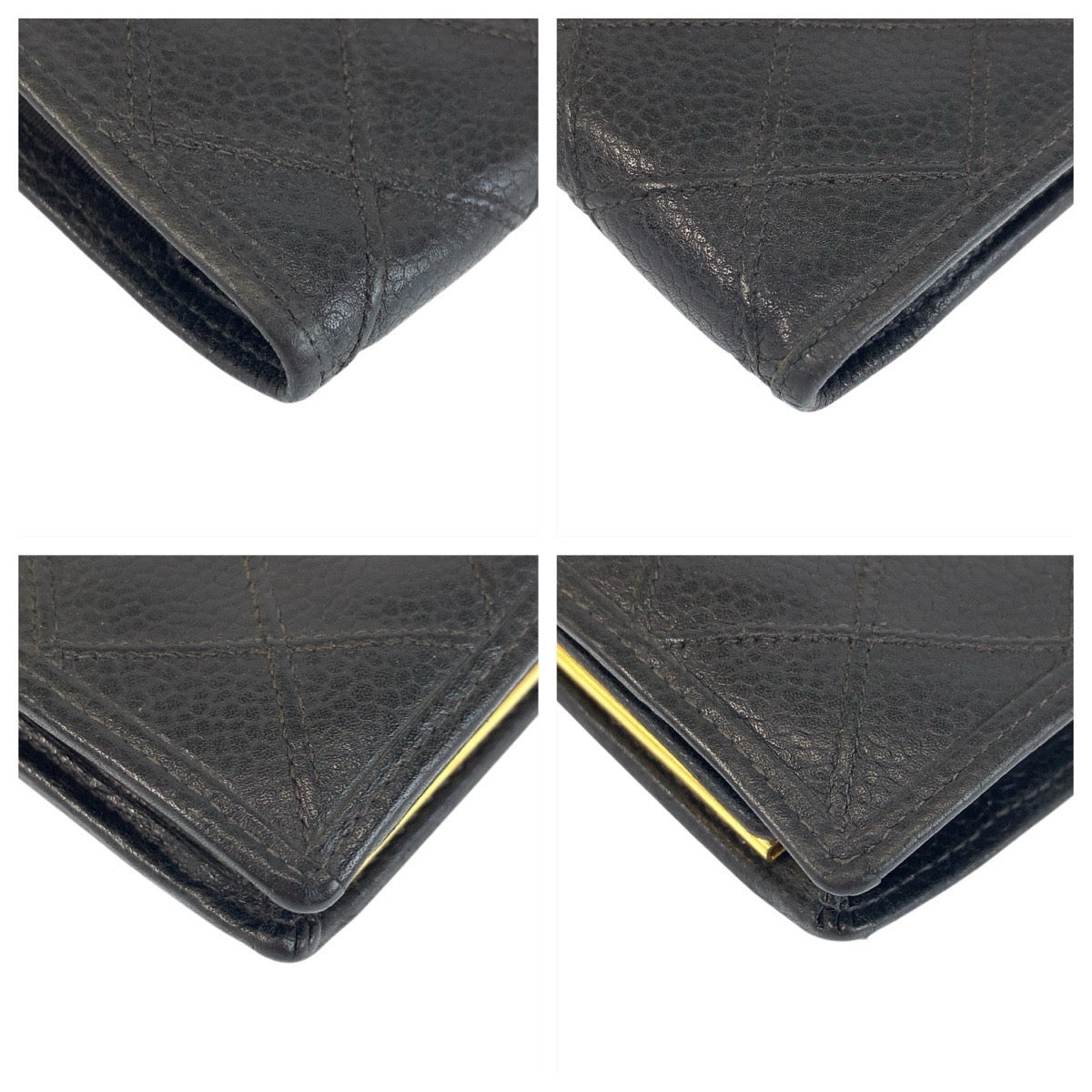 22004
CHANEL シャネル ヴィンテージ ビコローレ ココマーク ブラック 黒 ゴールド金具 レザー 長財布 ロングウォレット レディース AB22