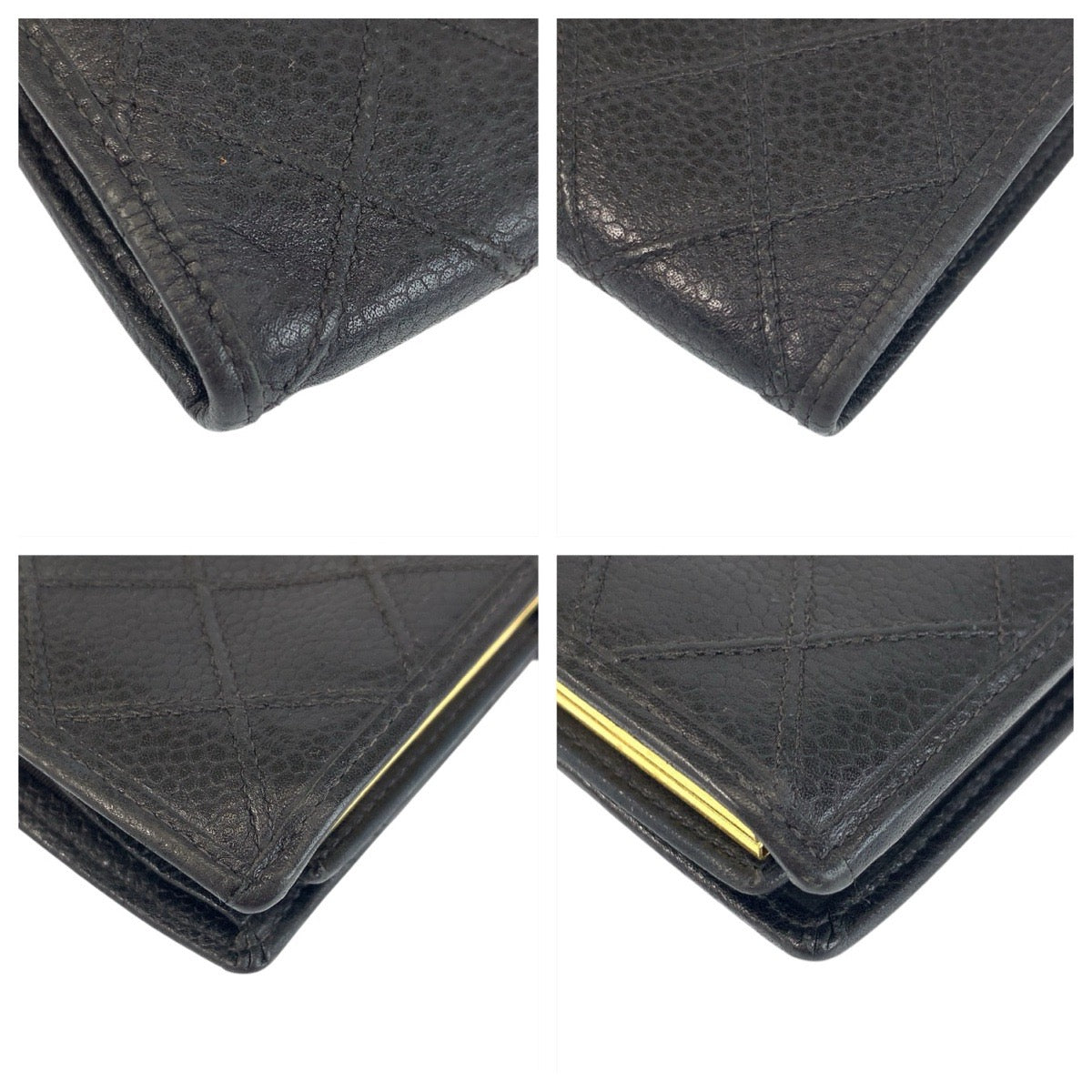 22004
CHANEL シャネル ヴィンテージ ビコローレ ココマーク ブラック 黒 ゴールド金具 レザー 長財布 ロングウォレット レディース AB22