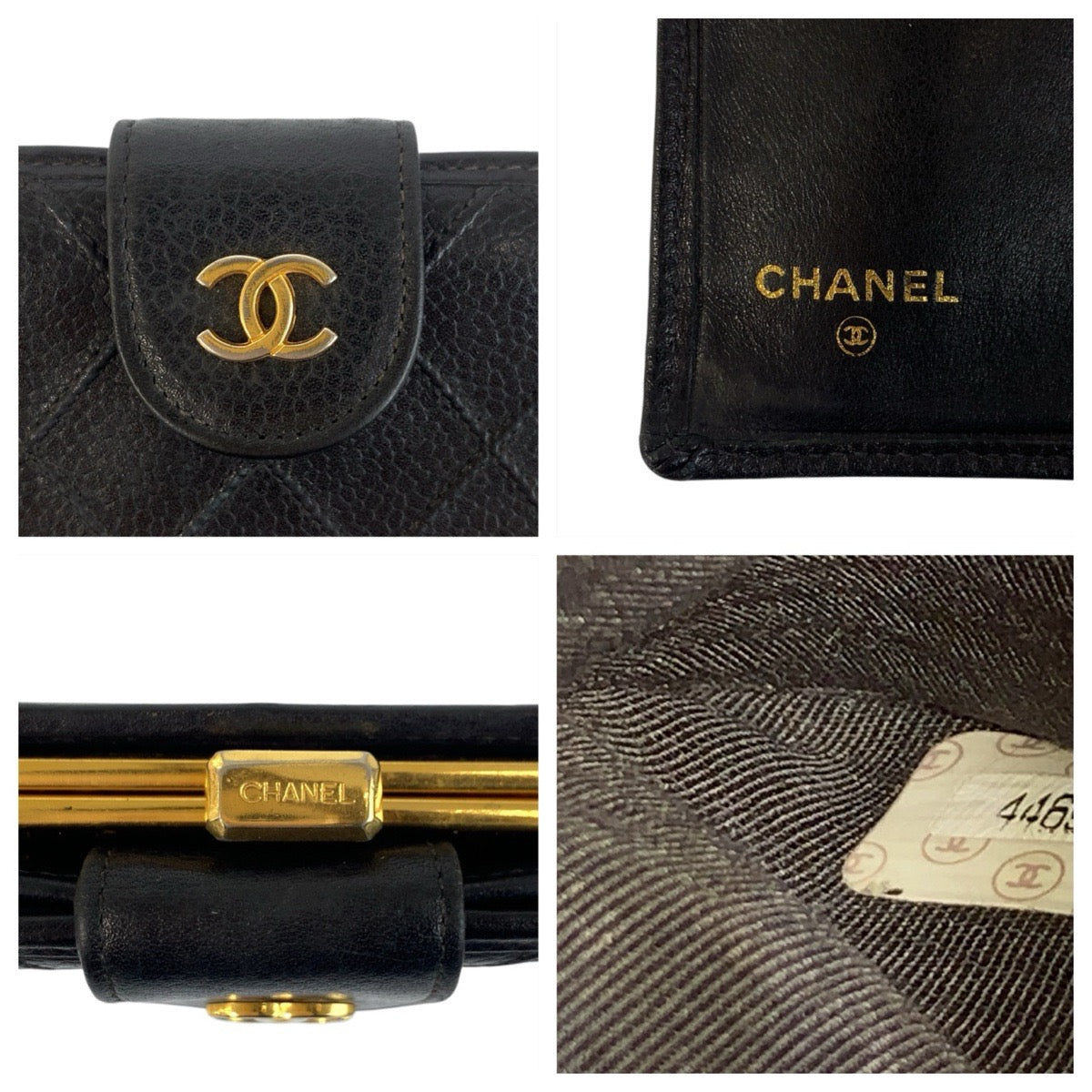 22004
CHANEL シャネル ヴィンテージ ビコローレ ココマーク ブラック 黒 ゴールド金具 レザー 長財布 ロングウォレット レディース AB22