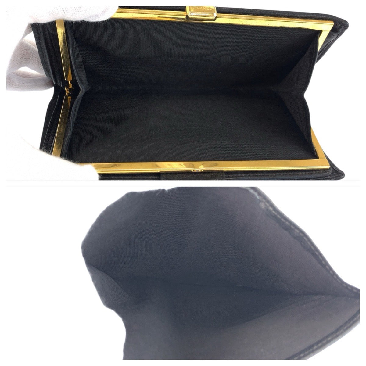 22004
CHANEL シャネル ヴィンテージ ビコローレ ココマーク ブラック 黒 ゴールド金具 レザー 長財布 ロングウォレット レディース AB22