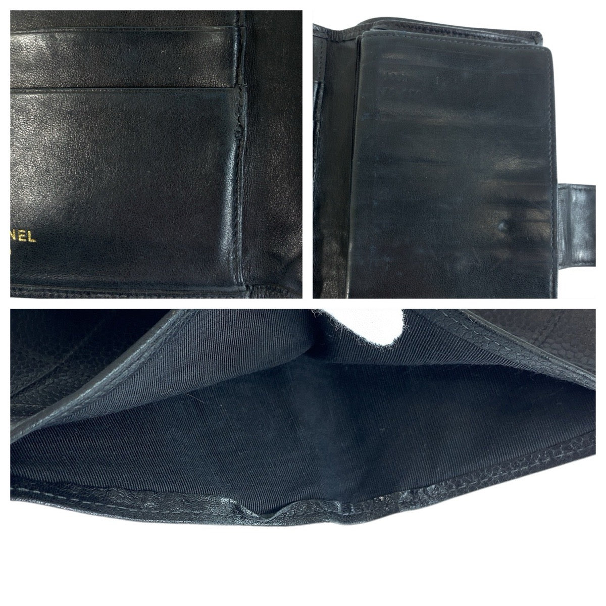 22004
CHANEL シャネル ヴィンテージ ビコローレ ココマーク ブラック 黒 ゴールド金具 レザー 長財布 ロングウォレット レディース AB22