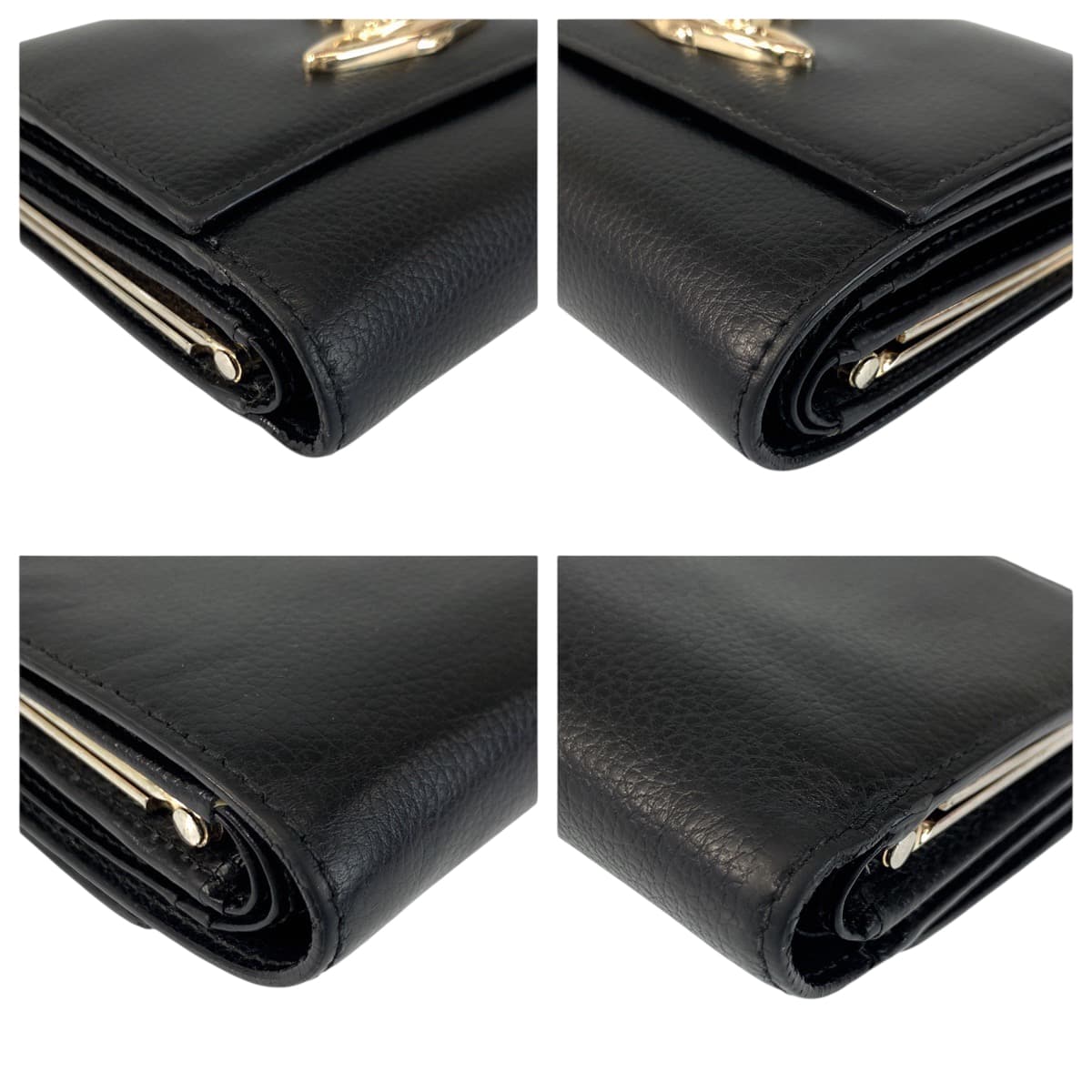 22005
Vivienne Westwood ヴィヴィアンウエストウッド EXECUTIVE ブラック 黒 シルバー金具 レザー 折財布 コンパクトウォレット レディース ABP14