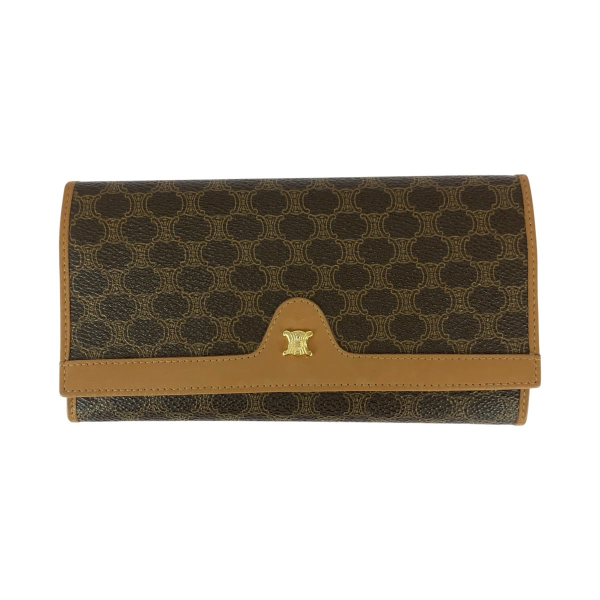 22006
CELINE セリーヌ マカダム トリオンフ ブラウン PVC / レザー M08 長財布 がま口財布 レディース A21