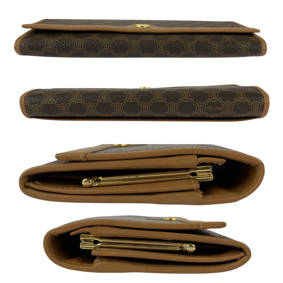 22006
CELINE セリーヌ マカダム トリオンフ ブラウン PVC / レザー M08 長財布 がま口財布 レディース A21