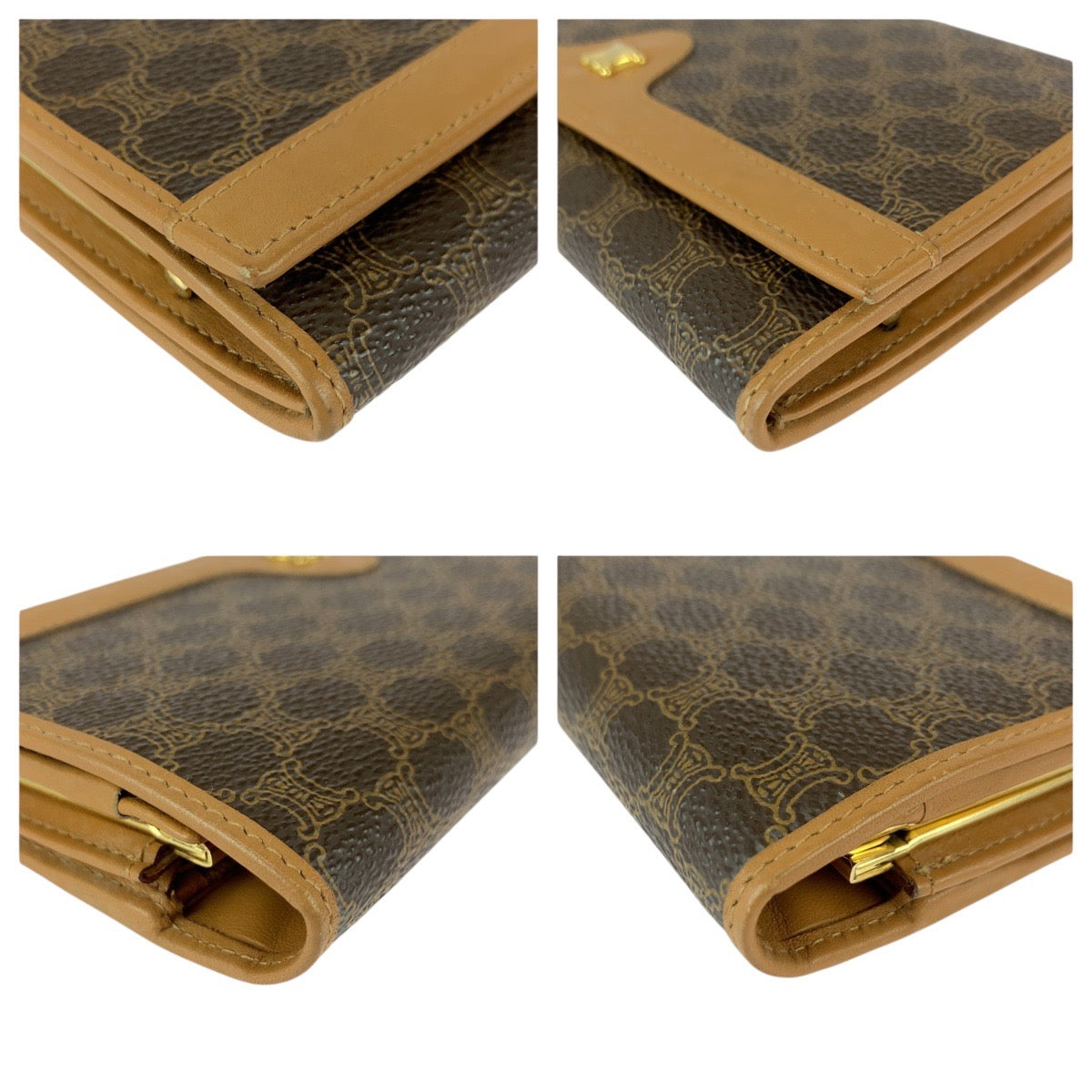 22006
CELINE セリーヌ マカダム トリオンフ ブラウン PVC / レザー M08 長財布 がま口財布 レディース A21