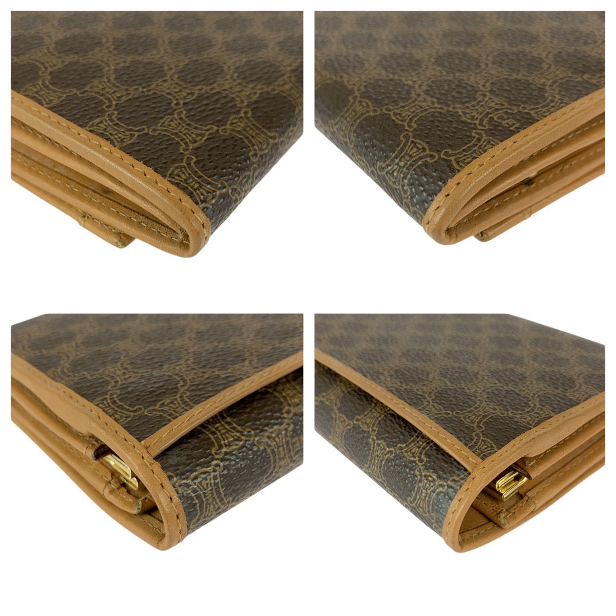 22006
CELINE セリーヌ マカダム トリオンフ ブラウン PVC / レザー M08 長財布 がま口財布 レディース A21