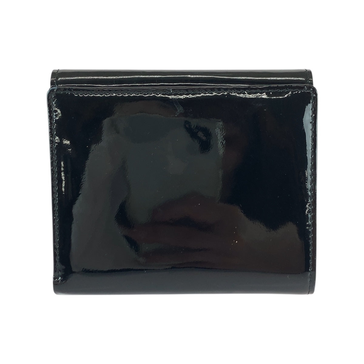 22007
VERSACE ヴェルサーチ サンバースト ブラック 黒 ゴールド金具 エナメル 折財布 コンパクトウォレット レディース ABP18