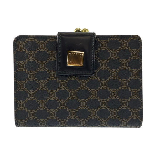 22008
CELINE セリーヌ ヴィンテージ マカダム ブラウン ブラック ゴールド金具 M/00/2 折財布 コンパクトウォレット レディース A21
