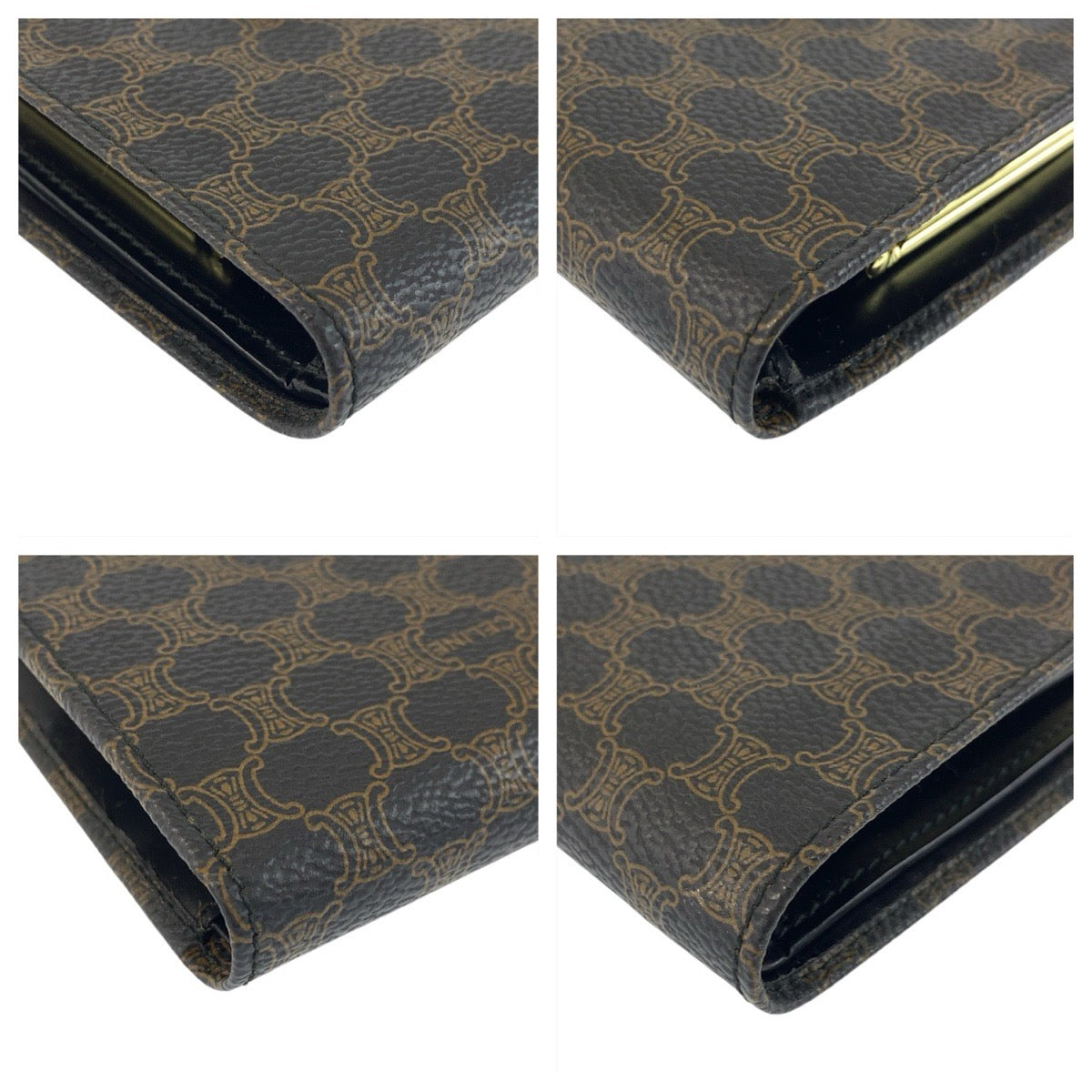 22008
CELINE セリーヌ ヴィンテージ マカダム ブラウン ブラック ゴールド金具 M/00/2 折財布 コンパクトウォレット レディース A21