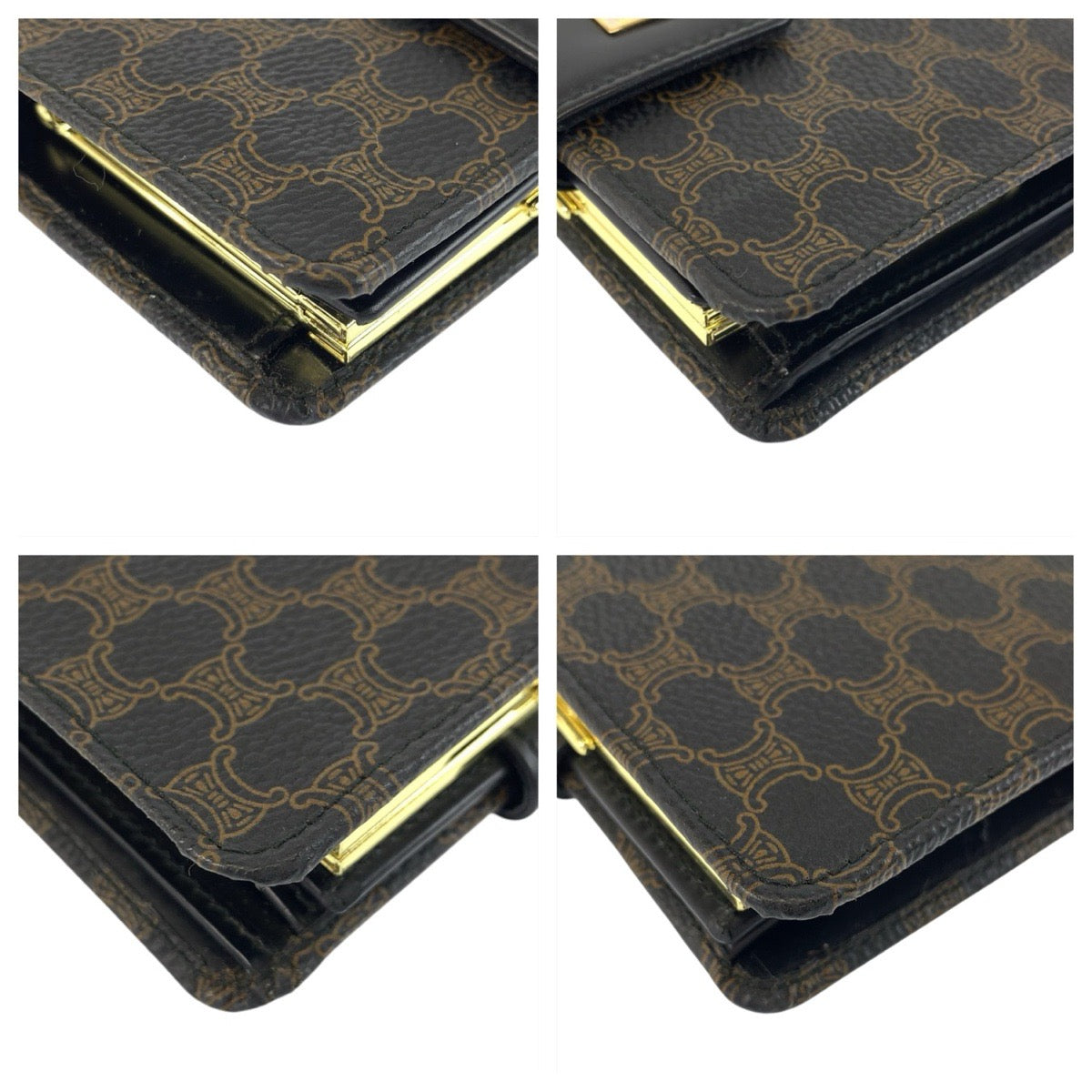 22008
CELINE セリーヌ ヴィンテージ マカダム ブラウン ブラック ゴールド金具 M/00/2 折財布 コンパクトウォレット レディース A21