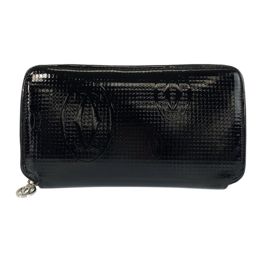 22009
CARTIER カルティエ ハッピーバースデー ブラック 黒 シルバー金具 パテントレザー FCPG 長財布 ロングウォレット レディース ABP18
