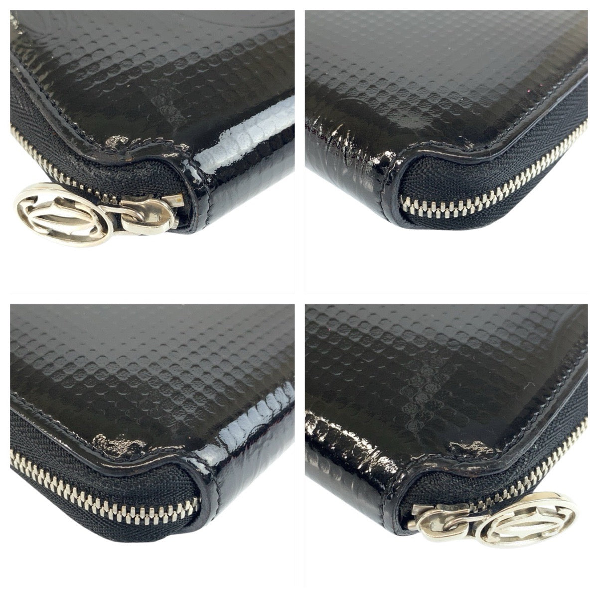 22009
CARTIER カルティエ ハッピーバースデー ブラック 黒 シルバー金具 パテントレザー FCPG 長財布 ロングウォレット レディース ABP18