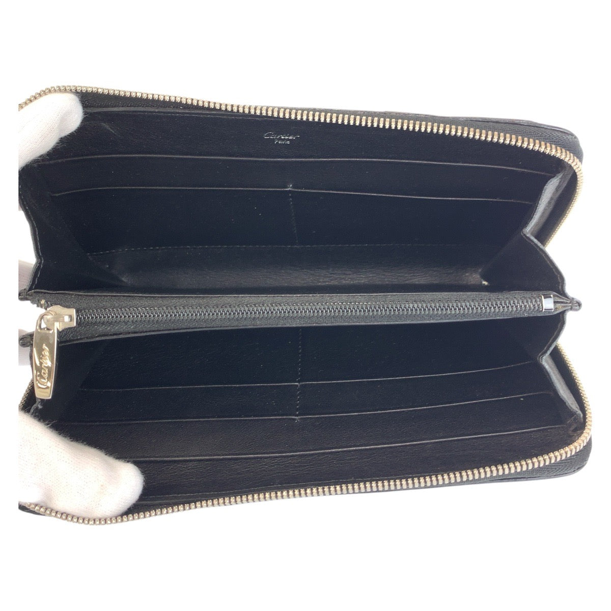 22009
CARTIER カルティエ ハッピーバースデー ブラック 黒 シルバー金具 パテントレザー FCPG 長財布 ロングウォレット レディース ABP18