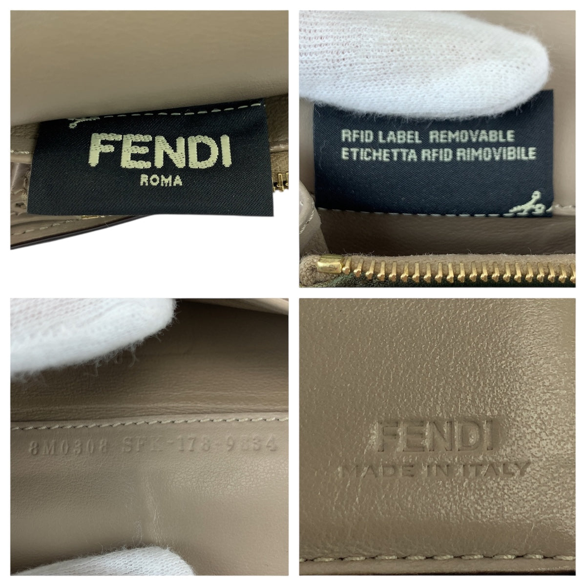 22010
FENDI フェンディ ピーカブー ベージュ ゴールド金具 レザー 8M0308 長財布 ロングウォレット レディース ABP23