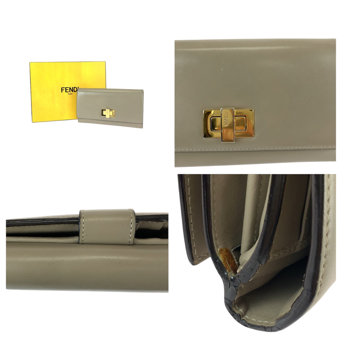 22010
FENDI フェンディ ピーカブー ベージュ ゴールド金具 レザー 8M0308 長財布 ロングウォレット レディース ABP23