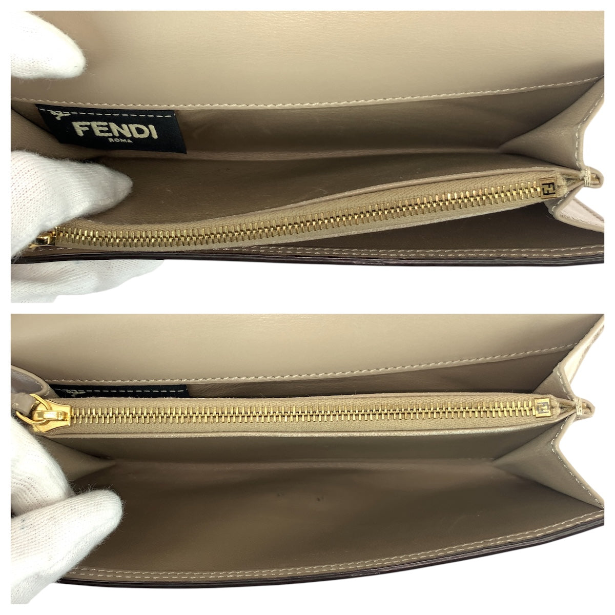 22010
FENDI フェンディ ピーカブー ベージュ ゴールド金具 レザー 8M0308 長財布 ロングウォレット レディース ABP23
