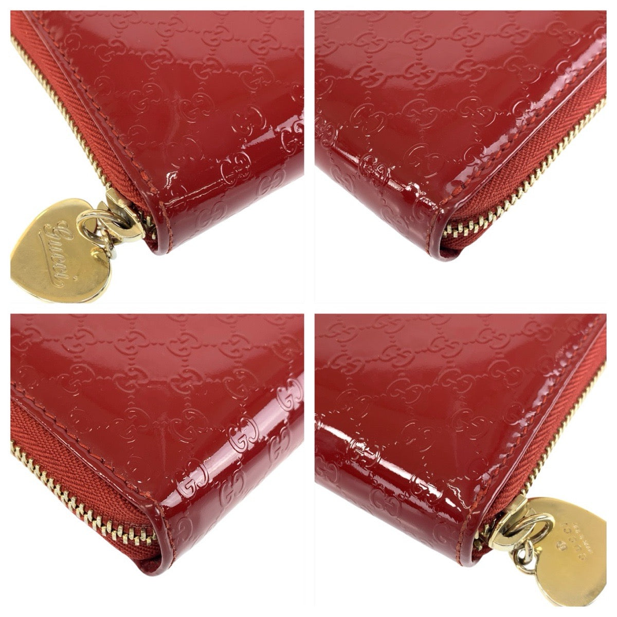 22011
GUCCI グッチ マイクログッチシマ レッド ゴールド金具 エナメル 308260 長財布 ロングウォレット レディース A24