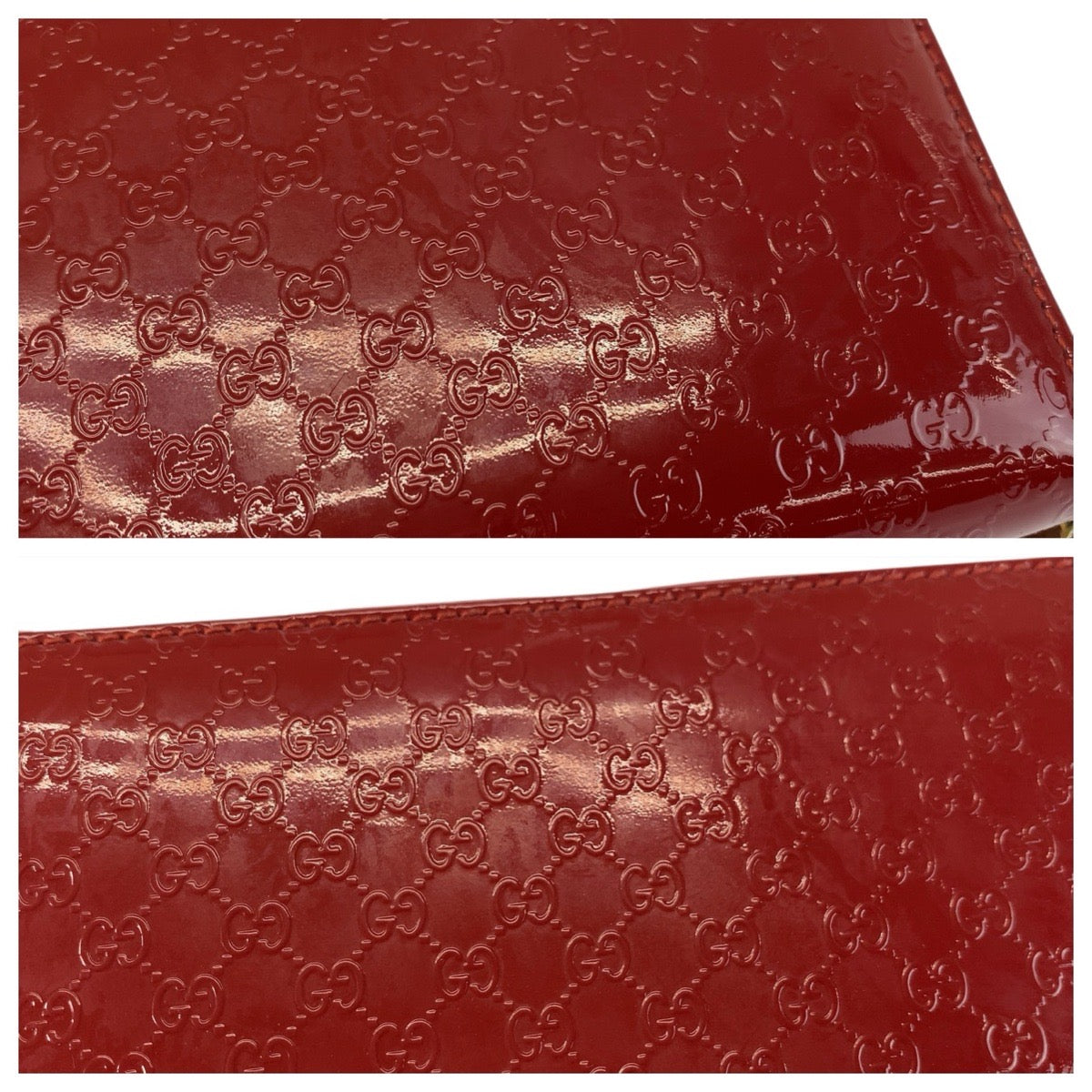 22011
GUCCI グッチ マイクログッチシマ レッド ゴールド金具 エナメル 308260 長財布 ロングウォレット レディース A24