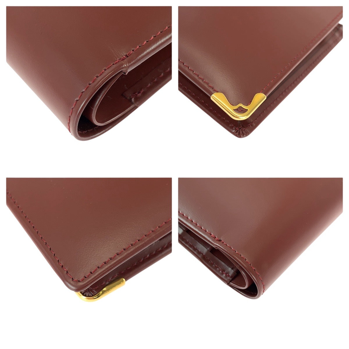 22012
CARTIER カルティエ マストライン ワインレッド ゴールド金具 レザー 折財布 コンパクトウォレット レディース SA28