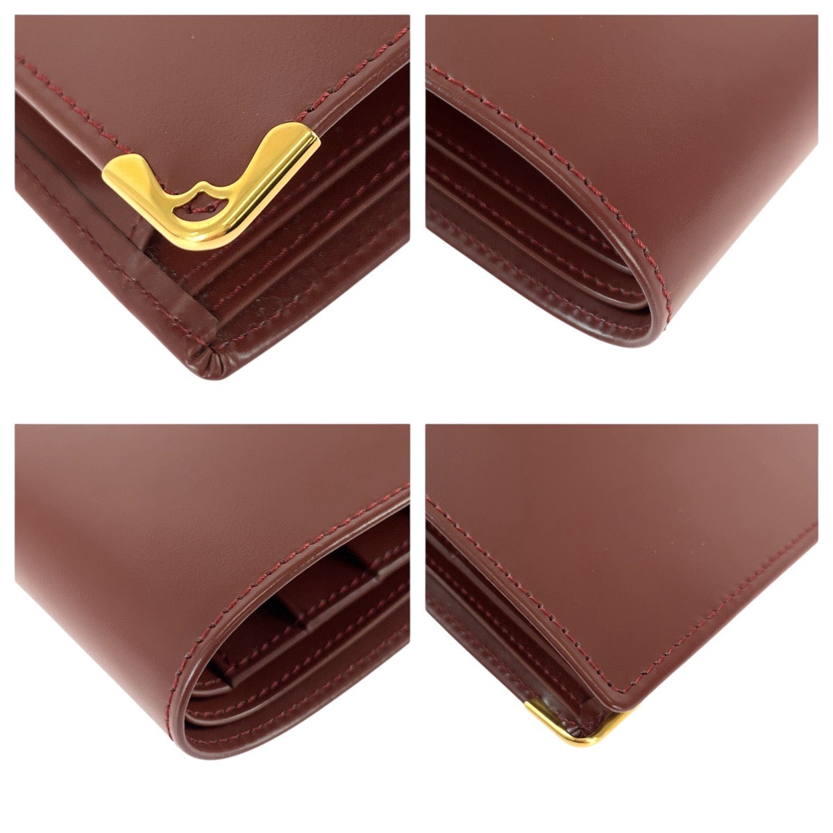 22012
CARTIER カルティエ マストライン ワインレッド ゴールド金具 レザー 折財布 コンパクトウォレット レディース SA28