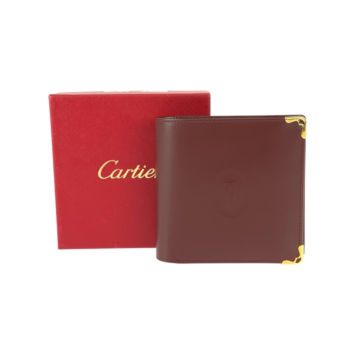 22012
CARTIER カルティエ マストライン ワインレッド ゴールド金具 レザー 折財布 コンパクトウォレット レディース SA28