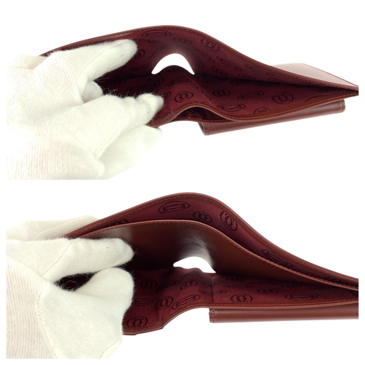 22012
CARTIER カルティエ マストライン ワインレッド ゴールド金具 レザー 折財布 コンパクトウォレット レディース SA28