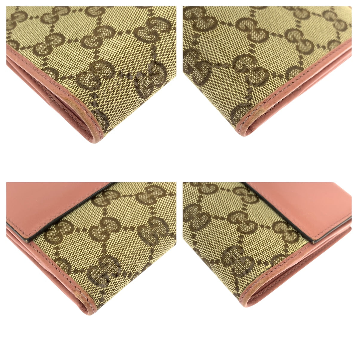 22013
GUCCI グッチ ハートロゴプレート ベージュ ピンク ゴールド金具 GGキャンバス / レザー 203549 折財布 コンパクトウォレット レディース ABP18