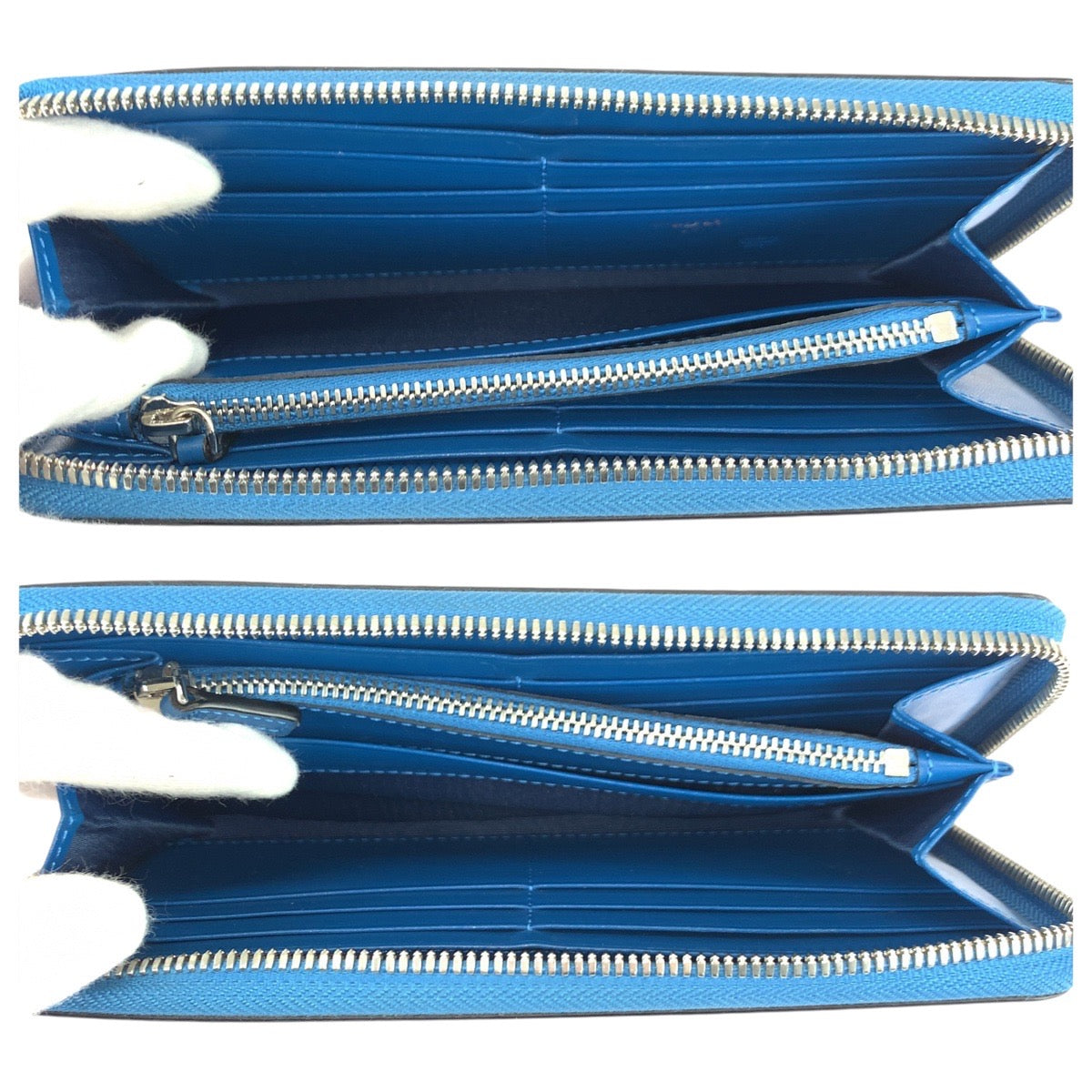 22016
MCM エム シー エム シルバー ブルー シルバー金具 レザー MYL6AVC80SV001 長財布 ラウンドファスナー レディース A18