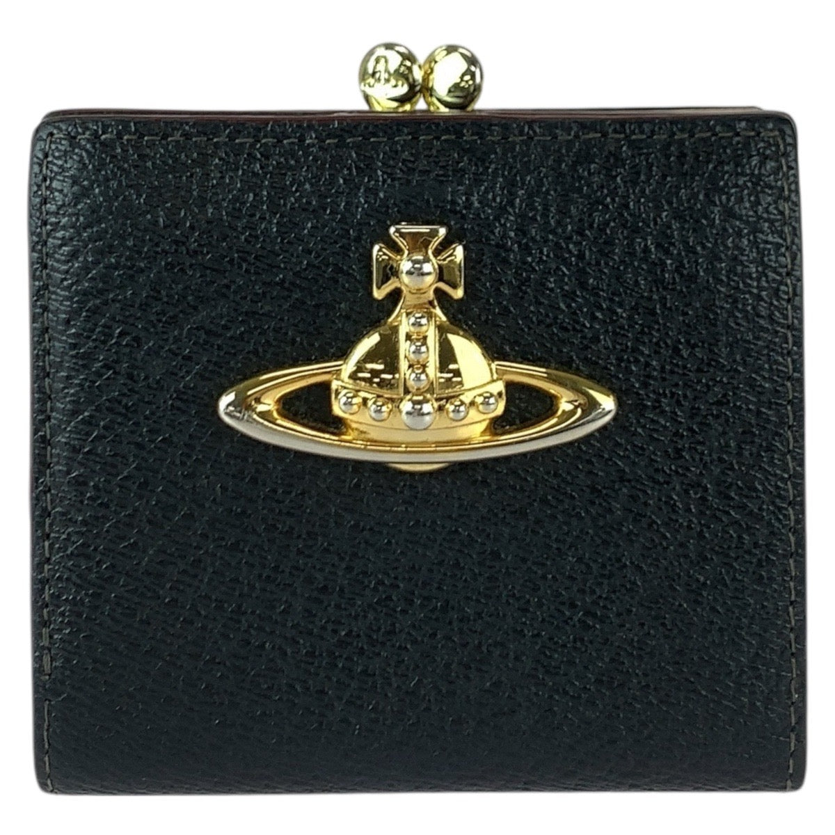 22017
Vivienne Westwood ヴィヴィアンウエストウッド ブラック 黒 ゴールド金具 レザー 折財布 コンパクトウォレット レディース ABP14