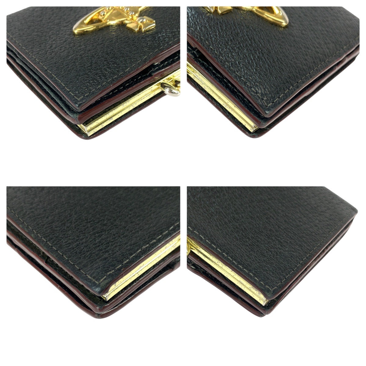 22017
Vivienne Westwood ヴィヴィアンウエストウッド ブラック 黒 ゴールド金具 レザー 折財布 コンパクトウォレット レディース ABP14