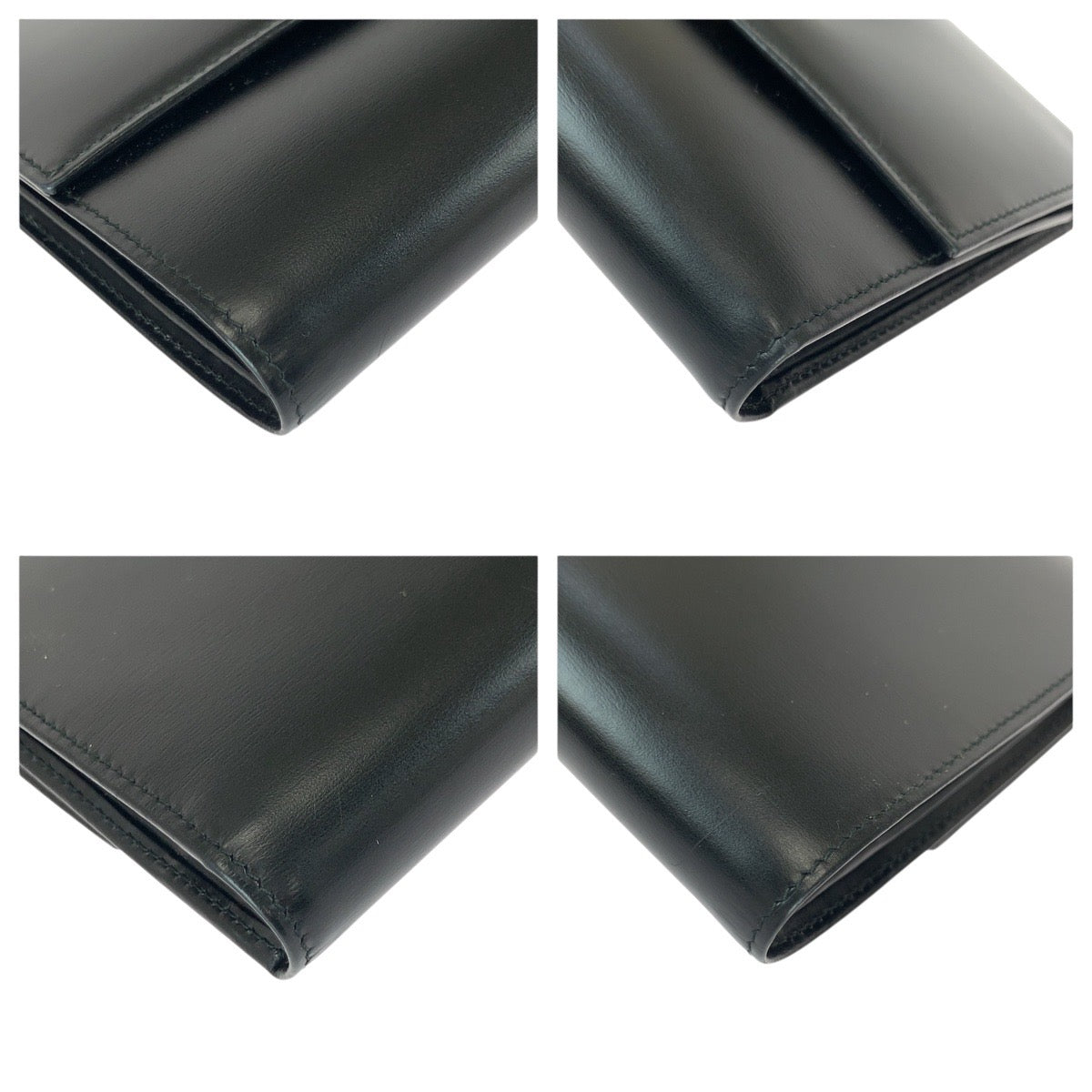 22018
CARTIER カルティエ パンテール パンサー ブラック 黒 ゴールド金具 レザー 折財布 コンパクウォレット レディース A28