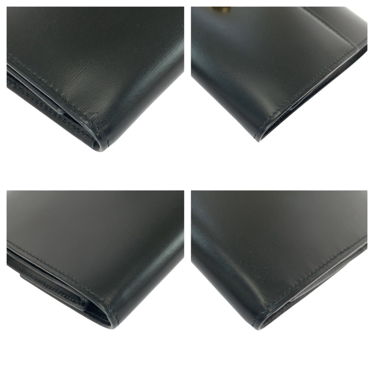 22018
CARTIER カルティエ パンテール パンサー ブラック 黒 ゴールド金具 レザー 折財布 コンパクウォレット レディース A28