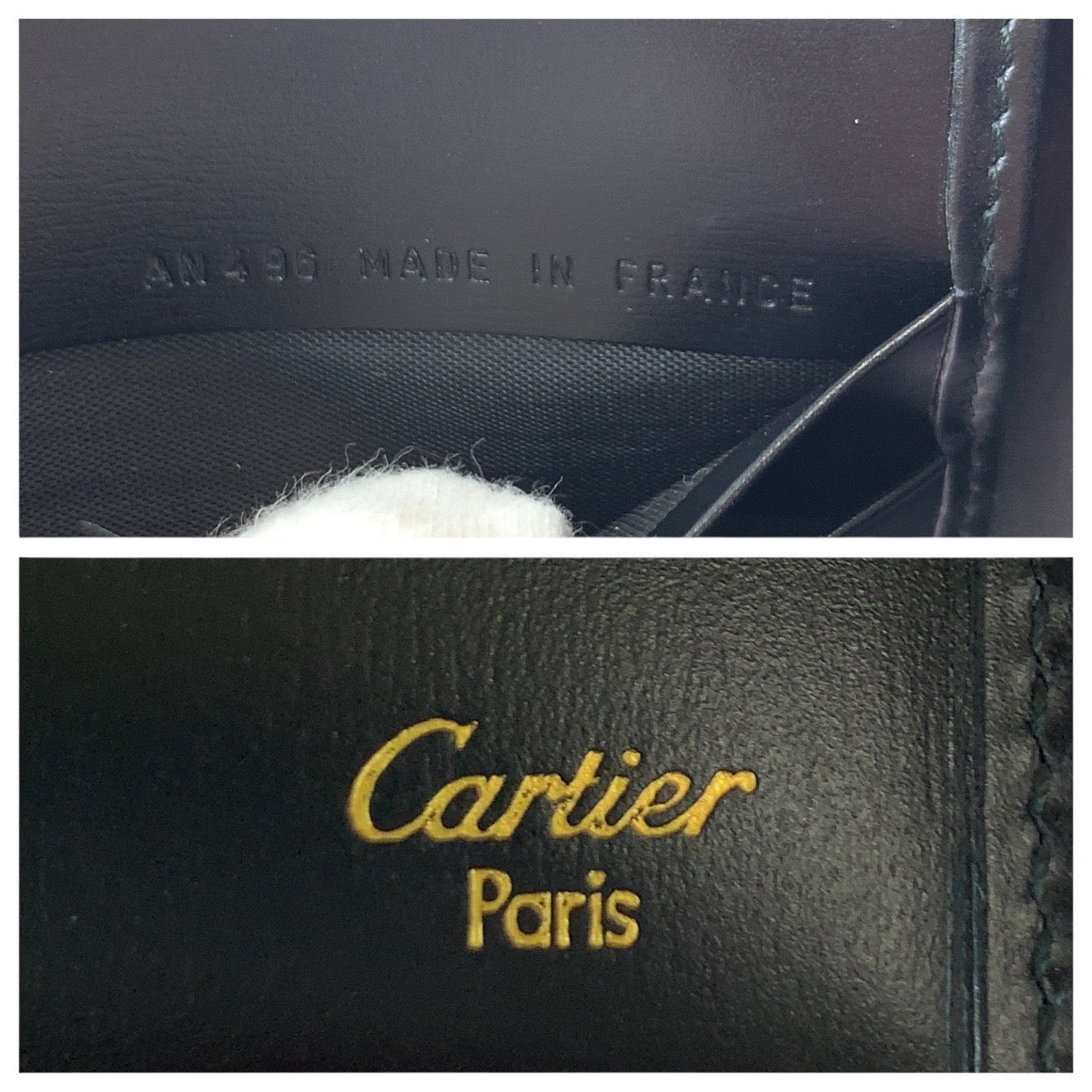 22018
CARTIER カルティエ パンテール パンサー ブラック 黒 ゴールド金具 レザー 折財布 コンパクウォレット レディース A28