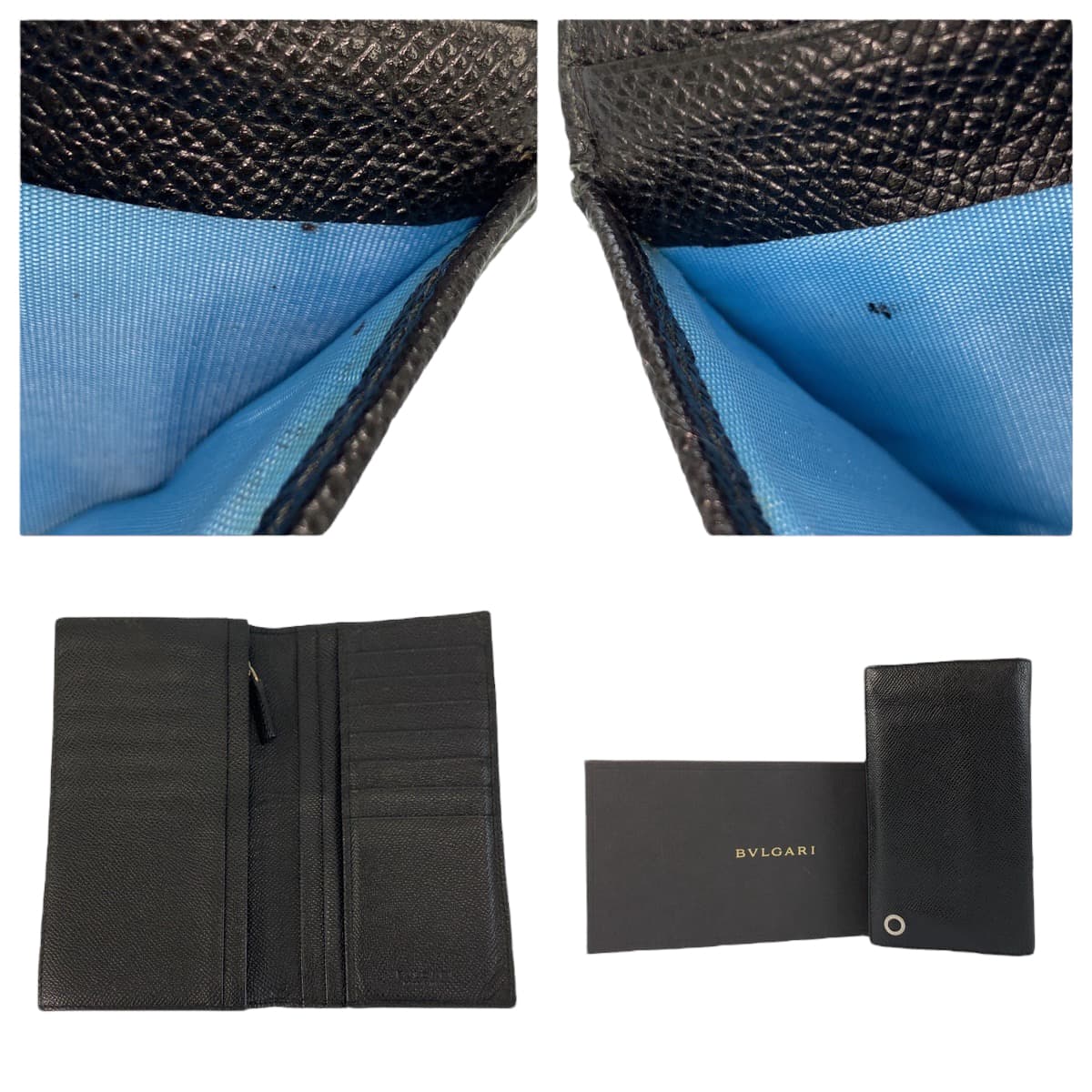 22019
BVLGARI ブルガリ ブルガリブルガリ ブラック 黒 ブルー シルバー金具 レザー 長財布 ロングウォレット メンズ AB16