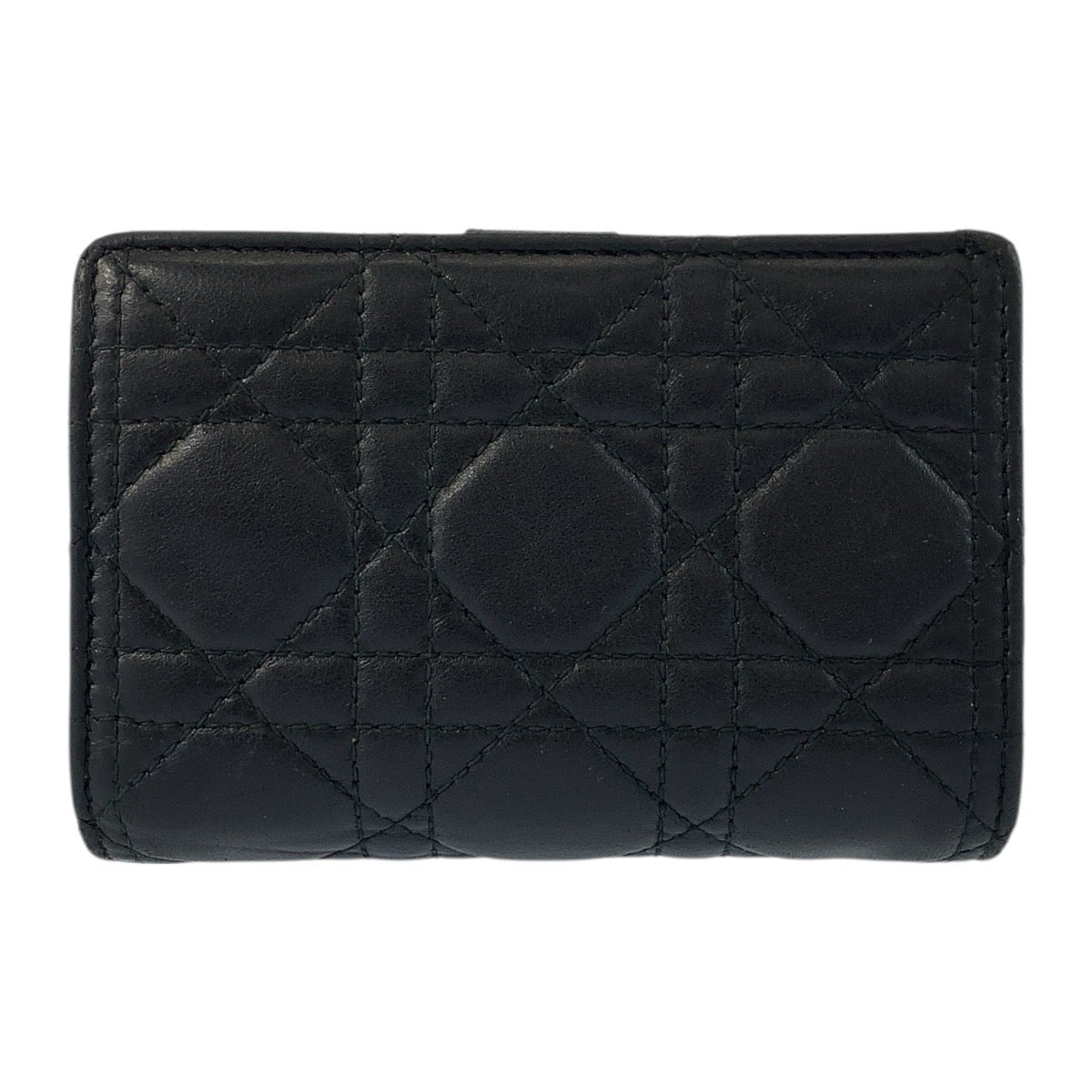 22021
Dior Cannage My Dior Dittany Black Gold Hardware Leather Folding Wallet Compact Wallet Ladies ABP28