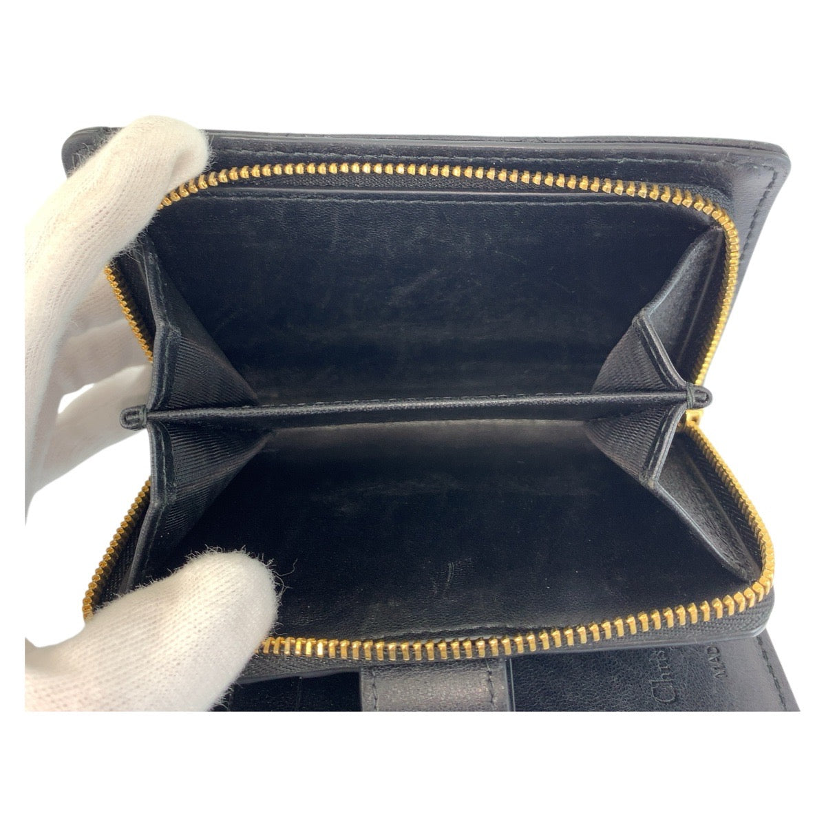 22021
Dior Cannage My Dior Dittany Black Gold Hardware Leather Folding Wallet Compact Wallet Ladies ABP28