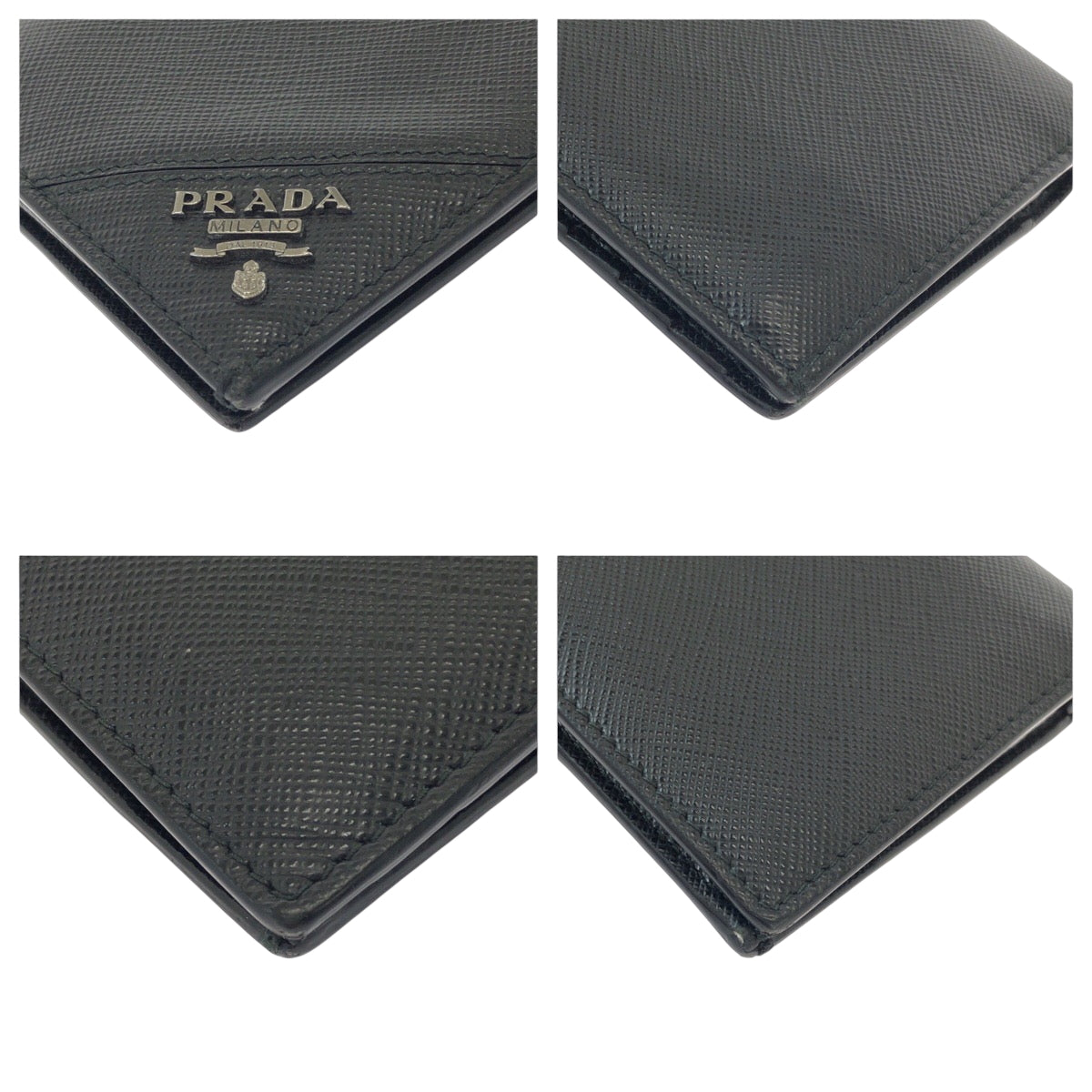 22022
PRADA プラダ サフィアーノ ブラック 黒 ガンメタ金具 レザー 長財布 折財布 ロングウォレット メンズ A25