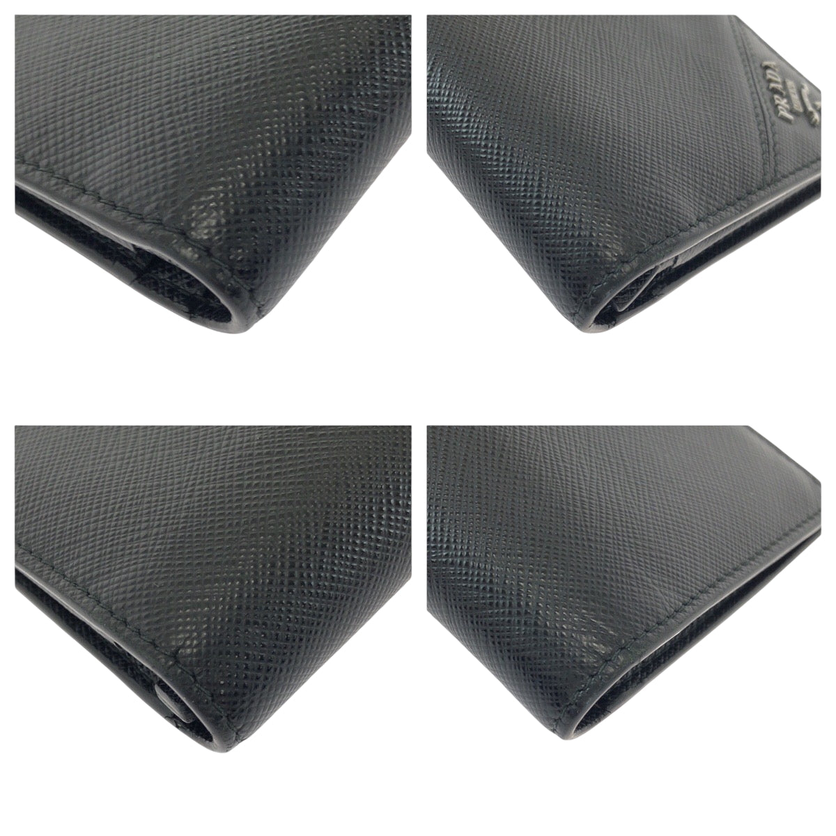 22022
PRADA プラダ サフィアーノ ブラック 黒 ガンメタ金具 レザー 長財布 折財布 ロングウォレット メンズ A25