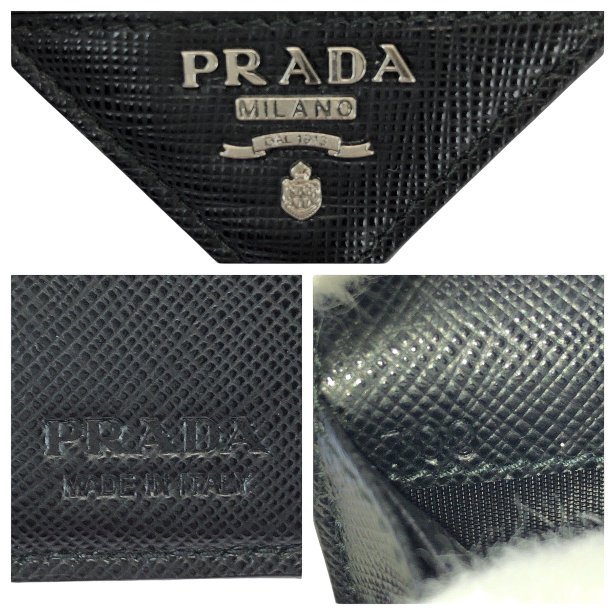 22022
PRADA プラダ サフィアーノ ブラック 黒 ガンメタ金具 レザー 長財布 折財布 ロングウォレット メンズ A25