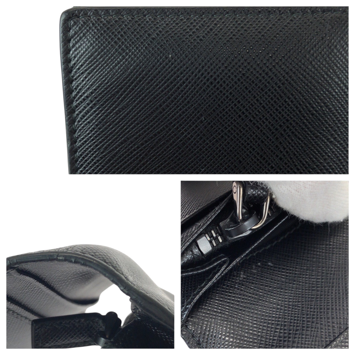 22022
PRADA プラダ サフィアーノ ブラック 黒 ガンメタ金具 レザー 長財布 折財布 ロングウォレット メンズ A25