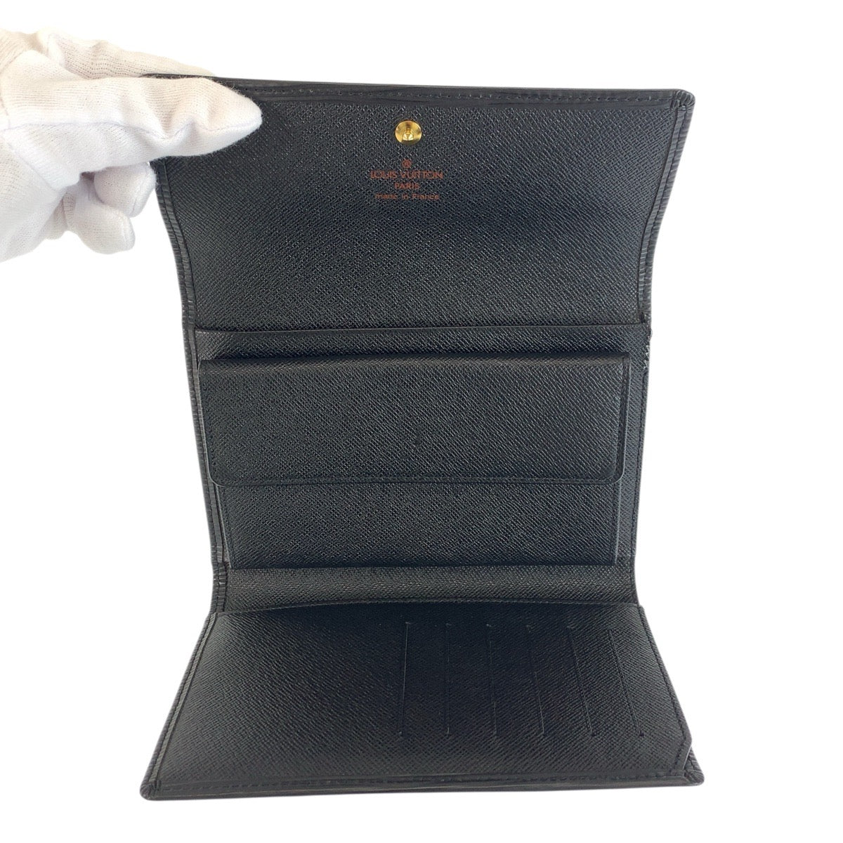 22028
LOUIS VUITTON ルイヴィトン エピ ポルトトレゾールエテュイパピエ ブラック 黒 ゴールド金具 レザー M63712 折財布 コンパクトウォレット メンズ A35