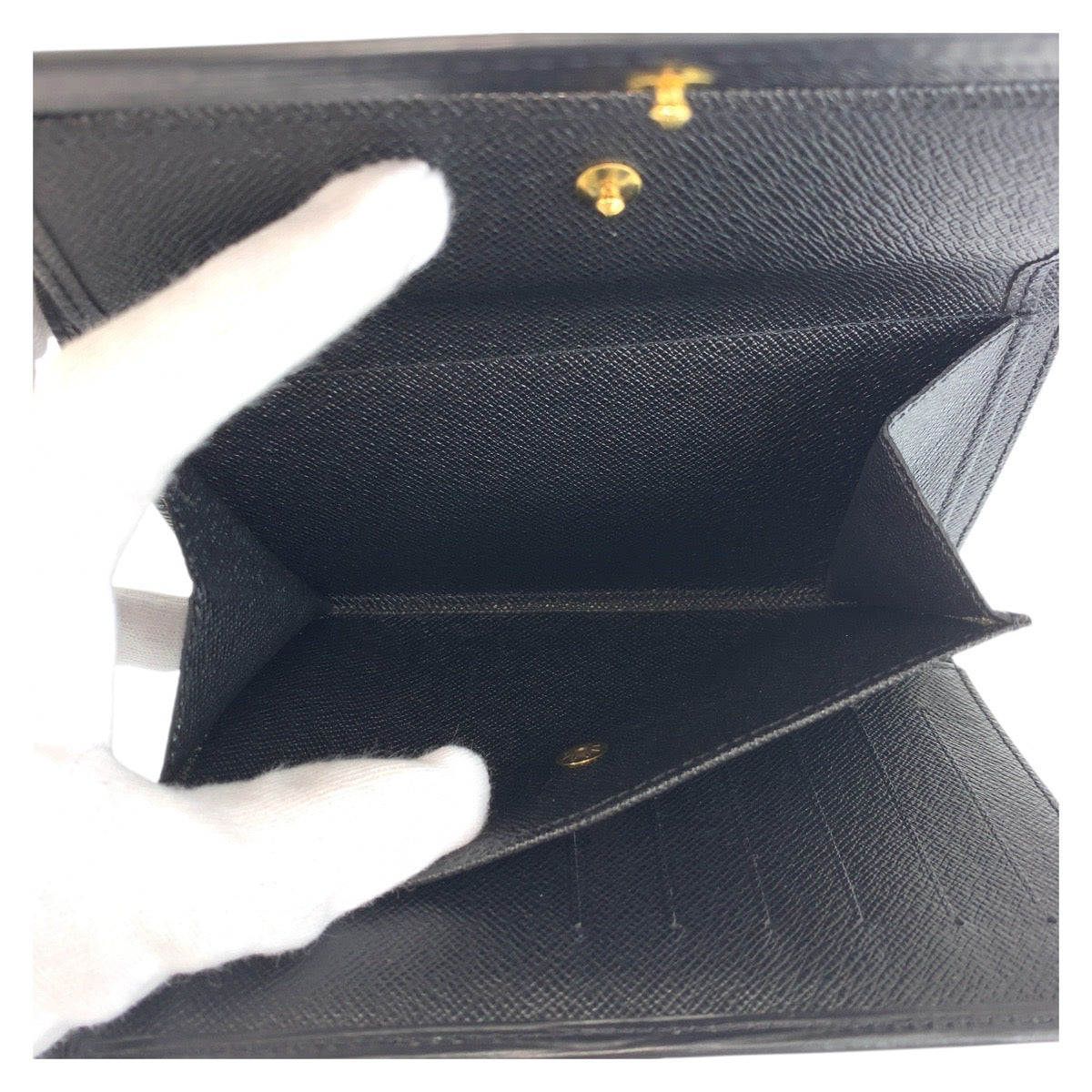 22028
LOUIS VUITTON ルイヴィトン エピ ポルトトレゾールエテュイパピエ ブラック 黒 ゴールド金具 レザー M63712 折財布 コンパクトウォレット メンズ A35