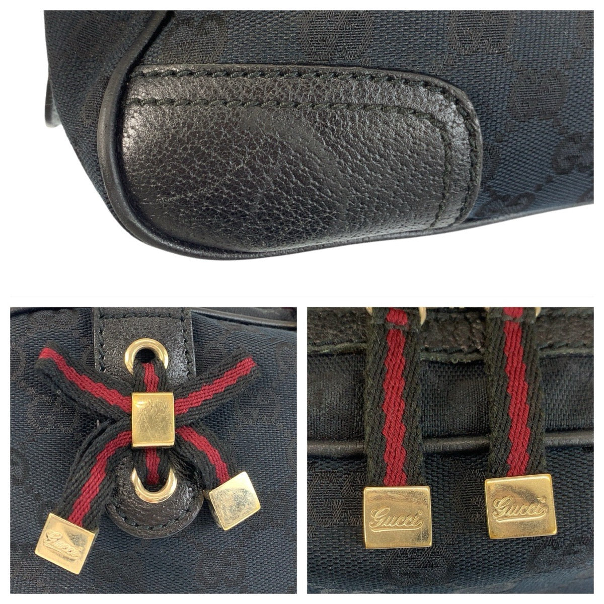 22029
GUCCI グッチ プリンシー ブラック 黒 ゴールド金具 GGキャンバス / レザー 161720 ショルダーバッグ ハンドバッグ レディース ABP37